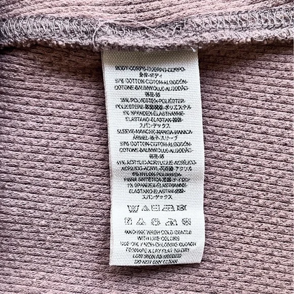 Free People Boho Tan Alpine Ski Lodge Thermal Knit Cuff Newbie Henley Size L - Picture 11 of 11